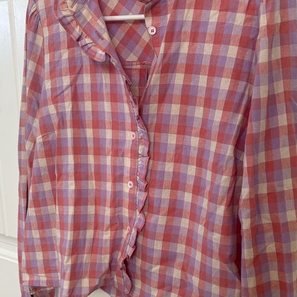 FRNCH Multicolor Checkered Ruffle Blouse - Picture 4 of 4